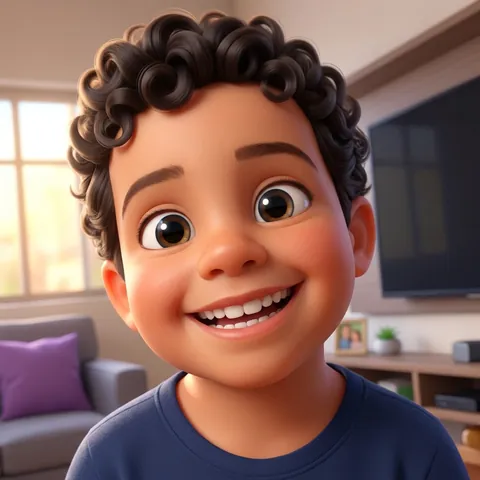 O mesmo menino em desenho 3D