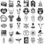 Super pack Black and White (36 stickers)