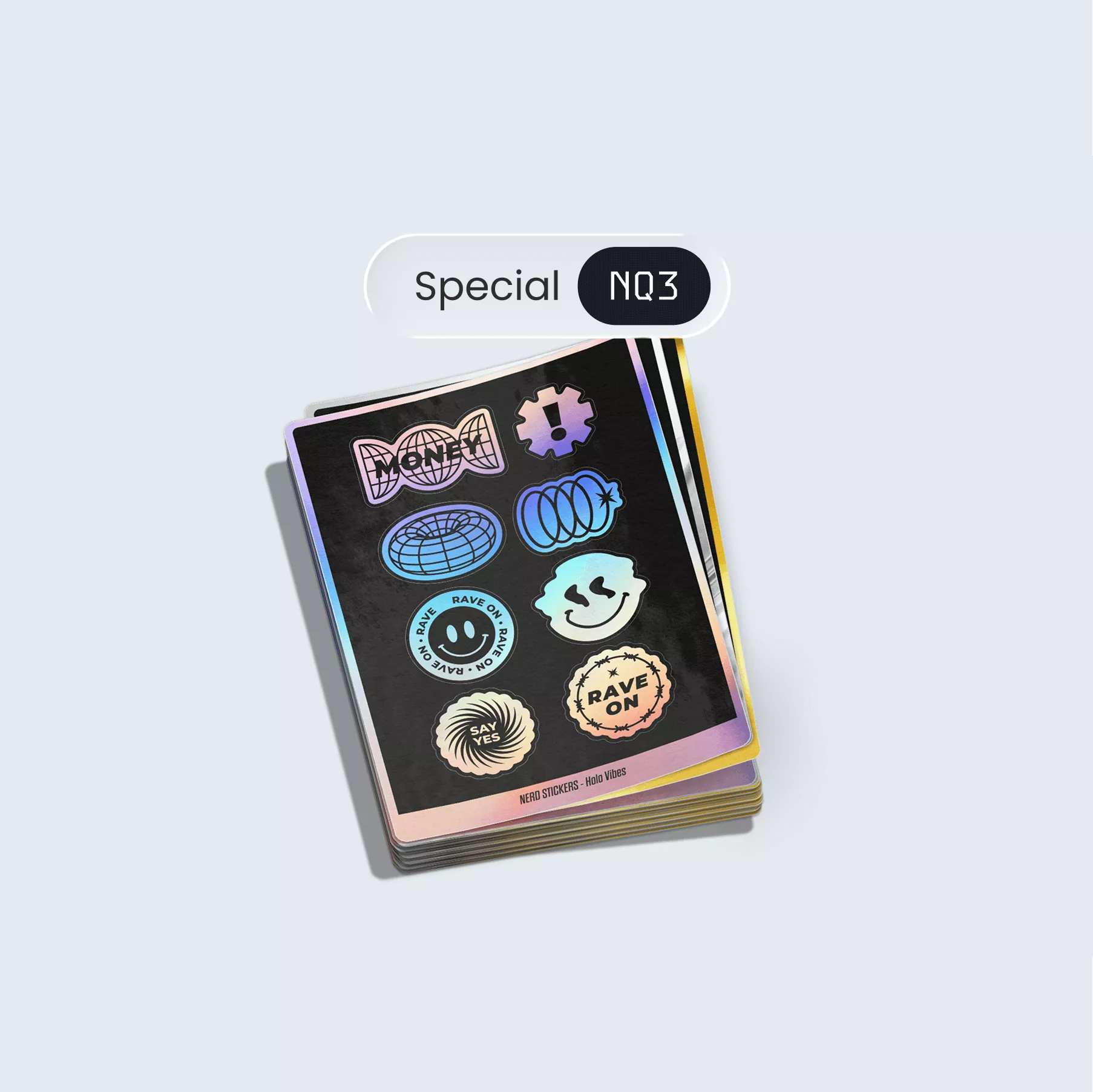 Cartela de Adesivos — Holo • Gold • Croma — Special NQ3