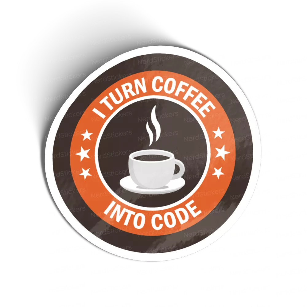 Adesivo I Turn coffee into code II, Comida e Bebida