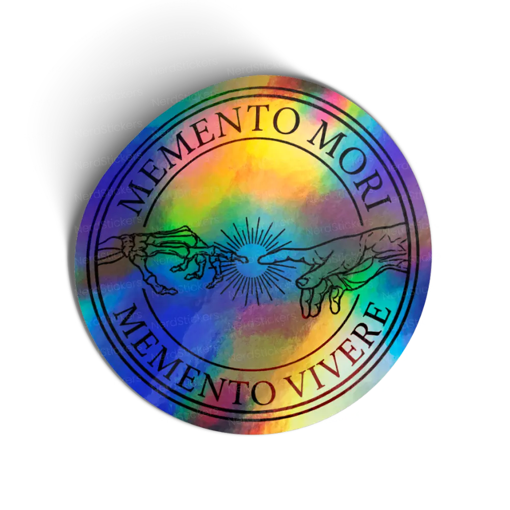 Adesivo Holográfico Memento Mori Vivere, Caveiras