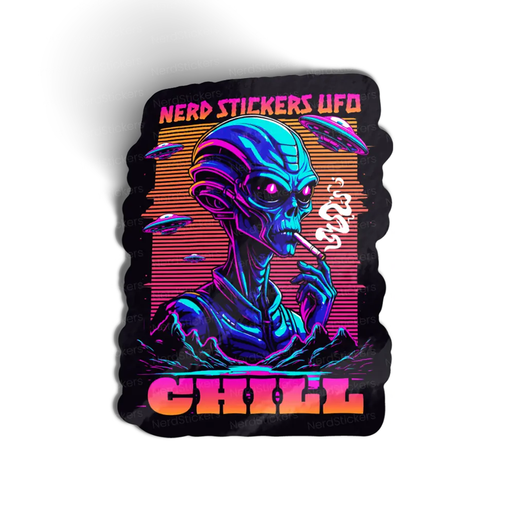 Adesivo Chill Alien Vaporwave Retro, Games