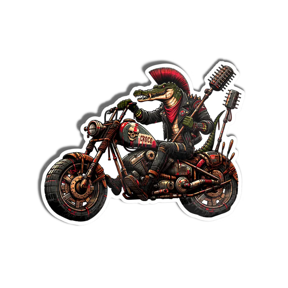 Adesivo Crocodilo Motoqueiro, Carros e Motos