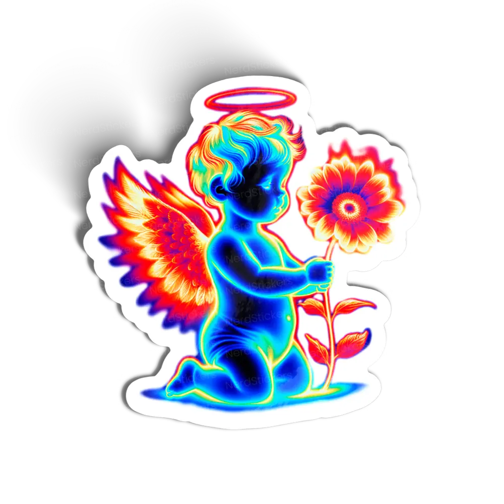 Adesivo Anjo Psicodélico Neon Celestial, Místico