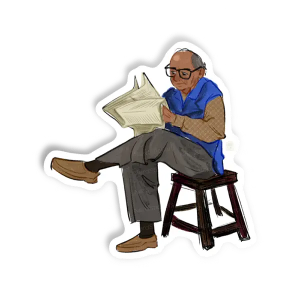 Adesivo lendo jornalzin, Design